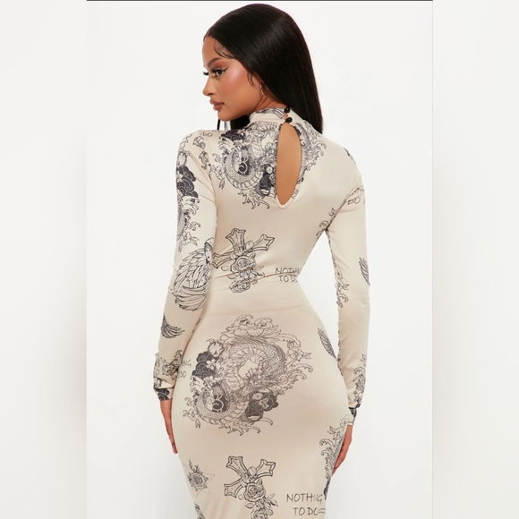 🟥Large Tan/Black Dress - Picture 2 of 5